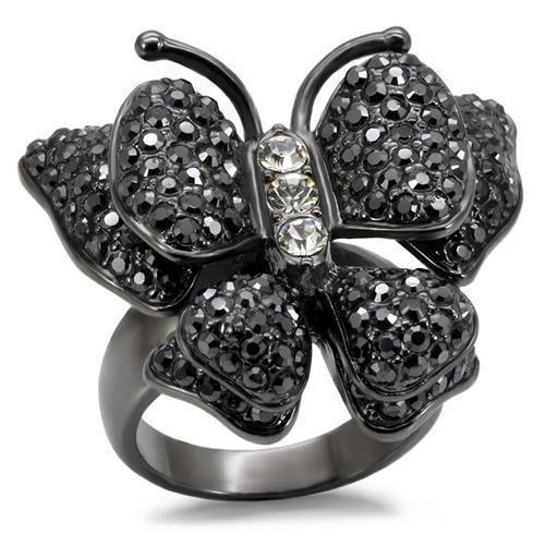 Women's Jewelry - Rings Women's Rings - LO1680 - TIN Cobalt Black Brass Ring with Top Grade Crystal in Jet