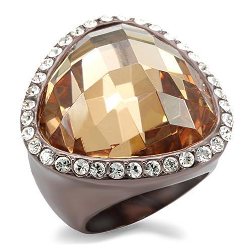 Women's Jewelry - Rings Women's Rings - LO1697 - Chocolate Gold Brass Ring with AAA Grade CZ in Champagne