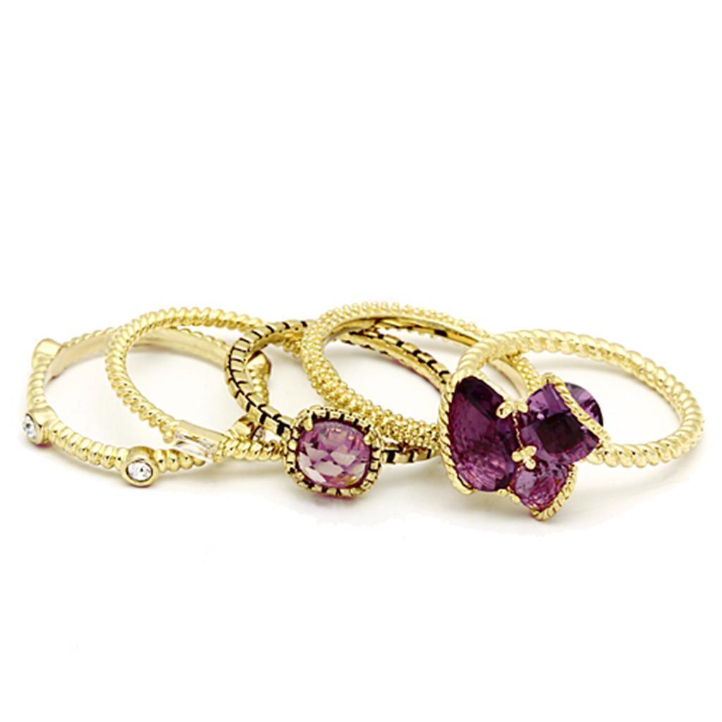Women's Jewelry - Rings Women's Rings - LO2502 - Gold Brass Ring with Synthetic Synthetic Glass in Amethyst