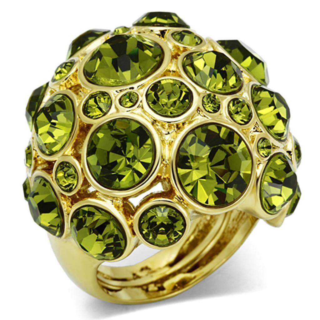 Women's Jewelry - Rings Women's Rings - LO2544 - Gold Brass Ring with Top Grade Crystal in Olivine color