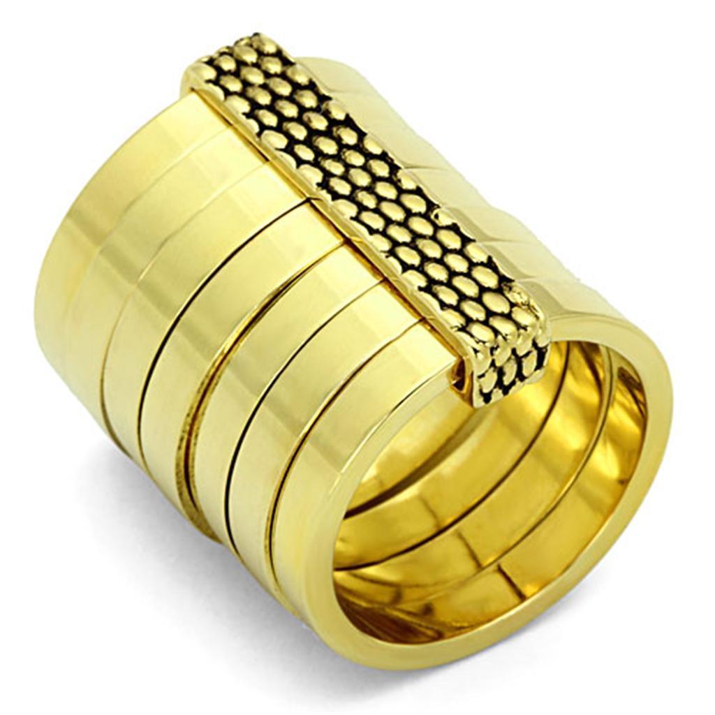 Women's Jewelry - Rings Women's Rings - LO3018 - Gold Brass Ring with Epoxy in Jet