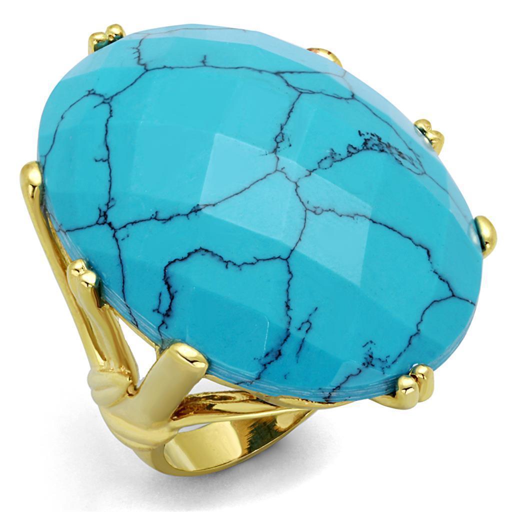 Women's Jewelry - Rings Women's Rings - LO3901 - Gold Brass Ring with Synthetic Turquoise in Turquoise
