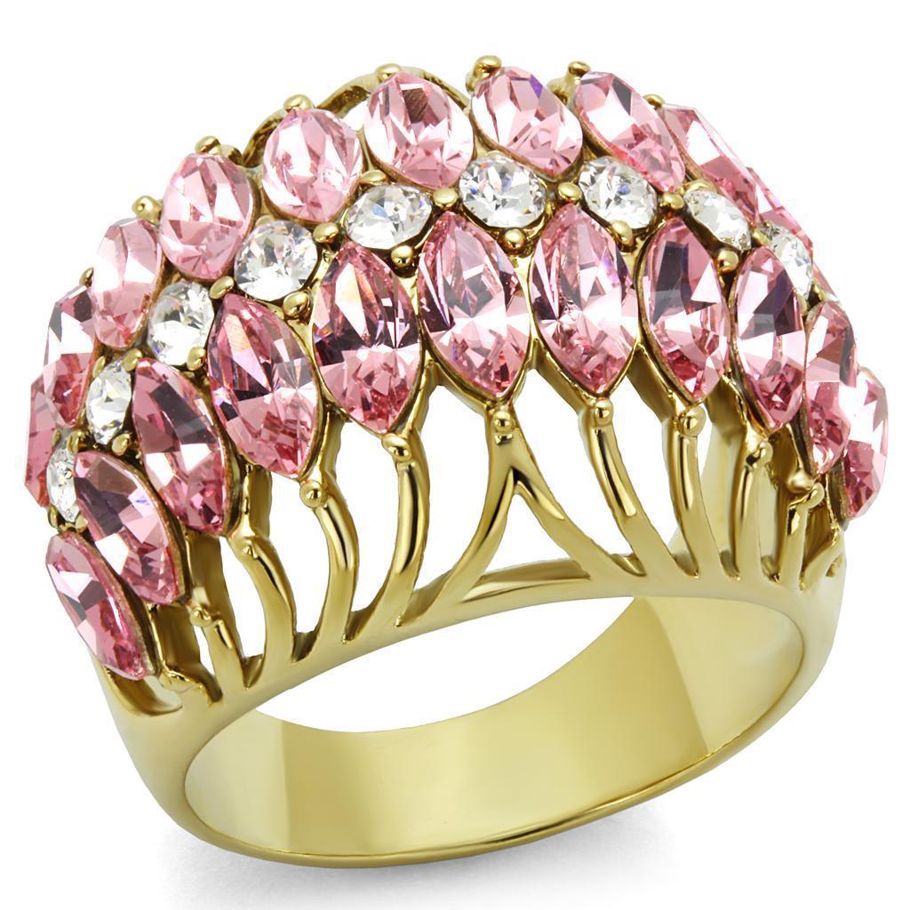Women's Jewelry - Rings Women's Rings - LO4108 - IP Gold(Ion Plating) Brass Ring with Top Grade Crystal in Rose