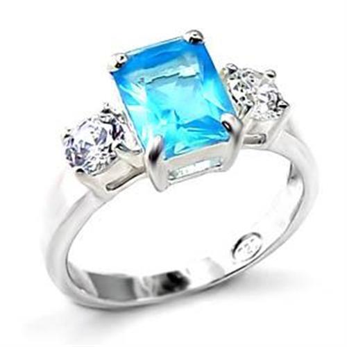 Women's Jewelry - Rings Women's Rings - LOA457 - High-Polished 925 Sterling Silver Ring with Synthetic Spinel in Sea Blue