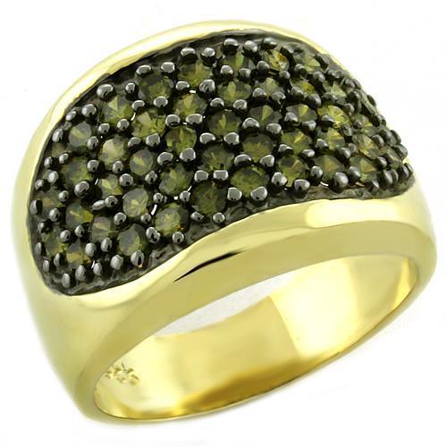 Women's Jewelry - Rings Women's Rings - LOAS1042 - Gold 925 Sterling Silver Ring with AAA Grade CZ in Peridot
