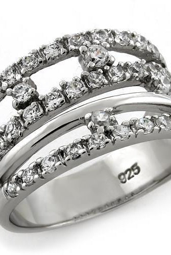 Women's Jewelry - Rings Women's Rings - LOAS1093 - Rhodium 925 Sterling Silver Ring with AAA Grade CZ in Clear