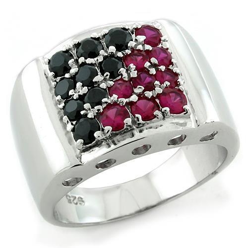 Women's Jewelry - Rings Women's Rings - LOAS1103 - Rhodium 925 Sterling Silver Ring with AAA Grade CZ in Multi Color