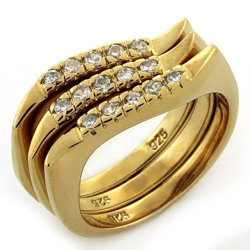 Women's Jewelry - Rings Women's Rings - LOAS1150 - Gold 925 Sterling Silver Ring with AAA Grade CZ in Clear