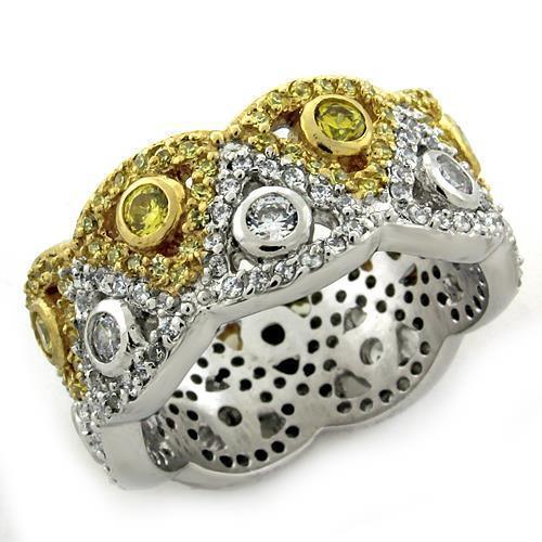 Women's Jewelry - Rings Women's Rings - LOAS1151 - Gold+Rhodium 925 Sterling Silver Ring with AAA Grade CZ in Multi Color