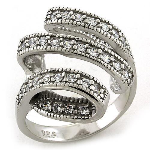 Women's Jewelry - Rings Women's Rings - LOAS1183 - Rhodium 925 Sterling Silver Ring with AAA Grade CZ in Clear