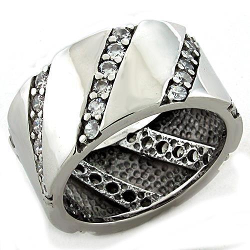 Women's Jewelry - Rings Women's Rings - LOAS1192 - Rhodium 925 Sterling Silver Ring with AAA Grade CZ in Clear