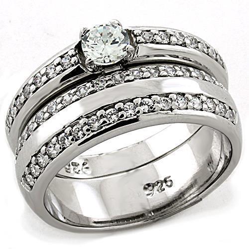 Women's Jewelry - Rings Women's Rings - LOAS1197 - Rhodium 925 Sterling Silver Ring with AAA Grade CZ in Clear