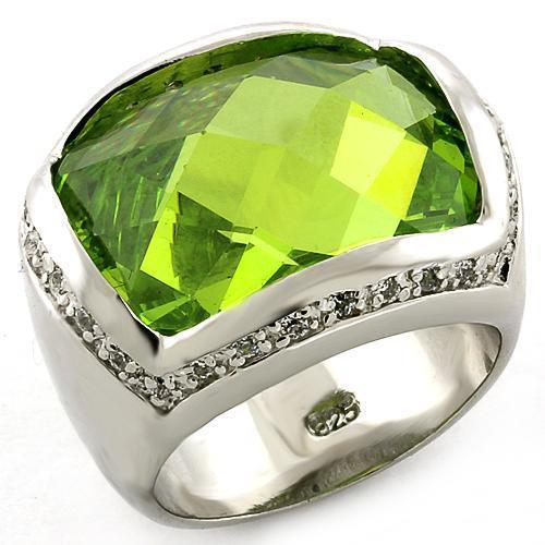 Women's Jewelry - Rings Women's Rings - LOAS817 - Rhodium 925 Sterling Silver Ring with Synthetic Synthetic Glass in Peridot