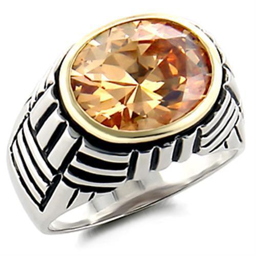 Women's Jewelry - Rings Women's Rings - LOAS872 - Reverse Two-Tone 925 Sterling Silver Ring with AAA Grade CZ in Champagne