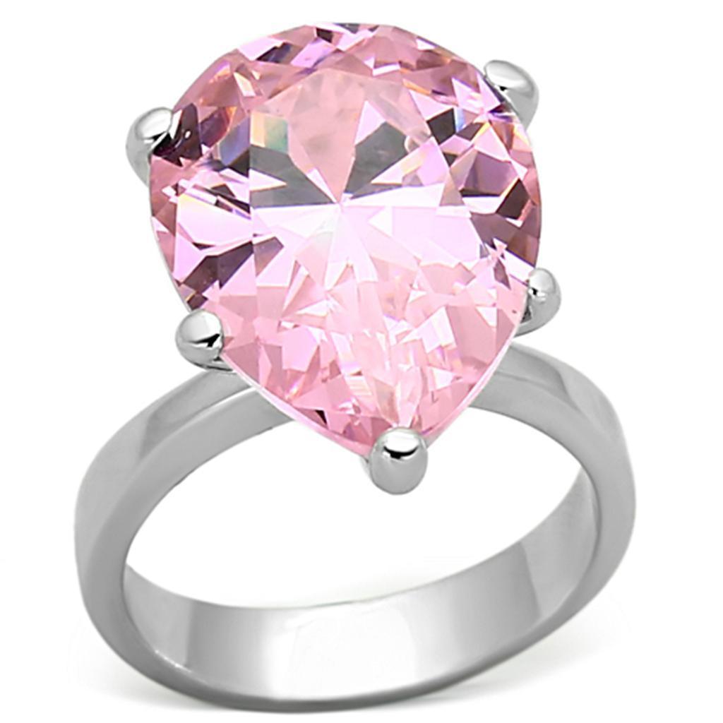 Women's Jewelry - Rings Women's Rings - LOAS948 - Rhodium 925 Sterling Silver Ring with AAA Grade CZ in Rose