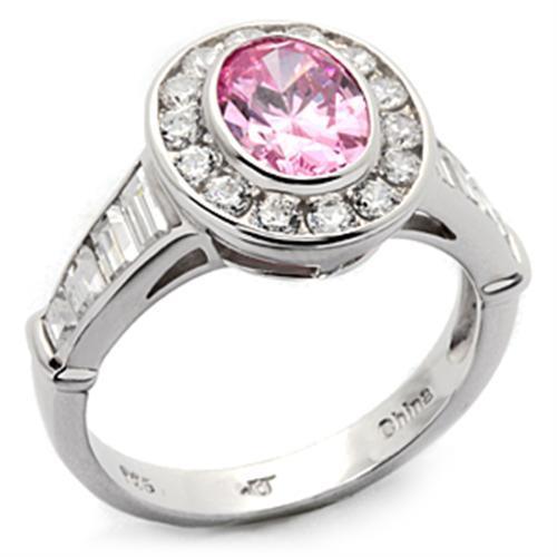 Women's Jewelry - Rings Women's Rings - LOS044 - Rhodium 925 Sterling Silver Ring with AAA Grade CZ in Rose
