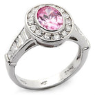 Women's Jewelry - Rings Women's Rings - LOS044 - Rhodium 925 Sterling Silver Ring with AAA Grade CZ in Rose
