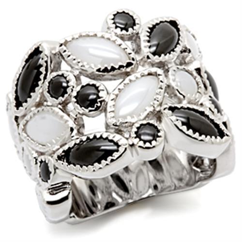 Women's Jewelry - Rings Women's Rings - LOS113 - Rhodium 925 Sterling Silver Ring with Milky CZ in Multi Color