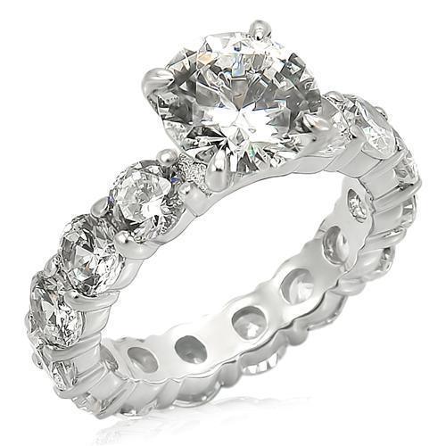 Women's Jewelry - Rings Women's Rings - LOS244 - Rhodium 925 Sterling Silver Ring with AAA Grade CZ in Clear