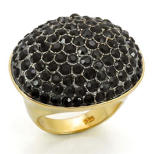 Women's Jewelry - Rings Women's Rings - LOS300 - Gold+Ruthenium 925 Sterling Silver Ring with Top Grade Crystal in Jet