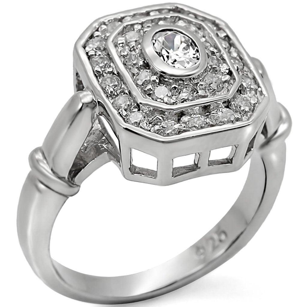 Women's Jewelry - Rings Women's Rings - LOS381 - Rhodium 925 Sterling Silver Ring with AAA Grade CZ in Clear