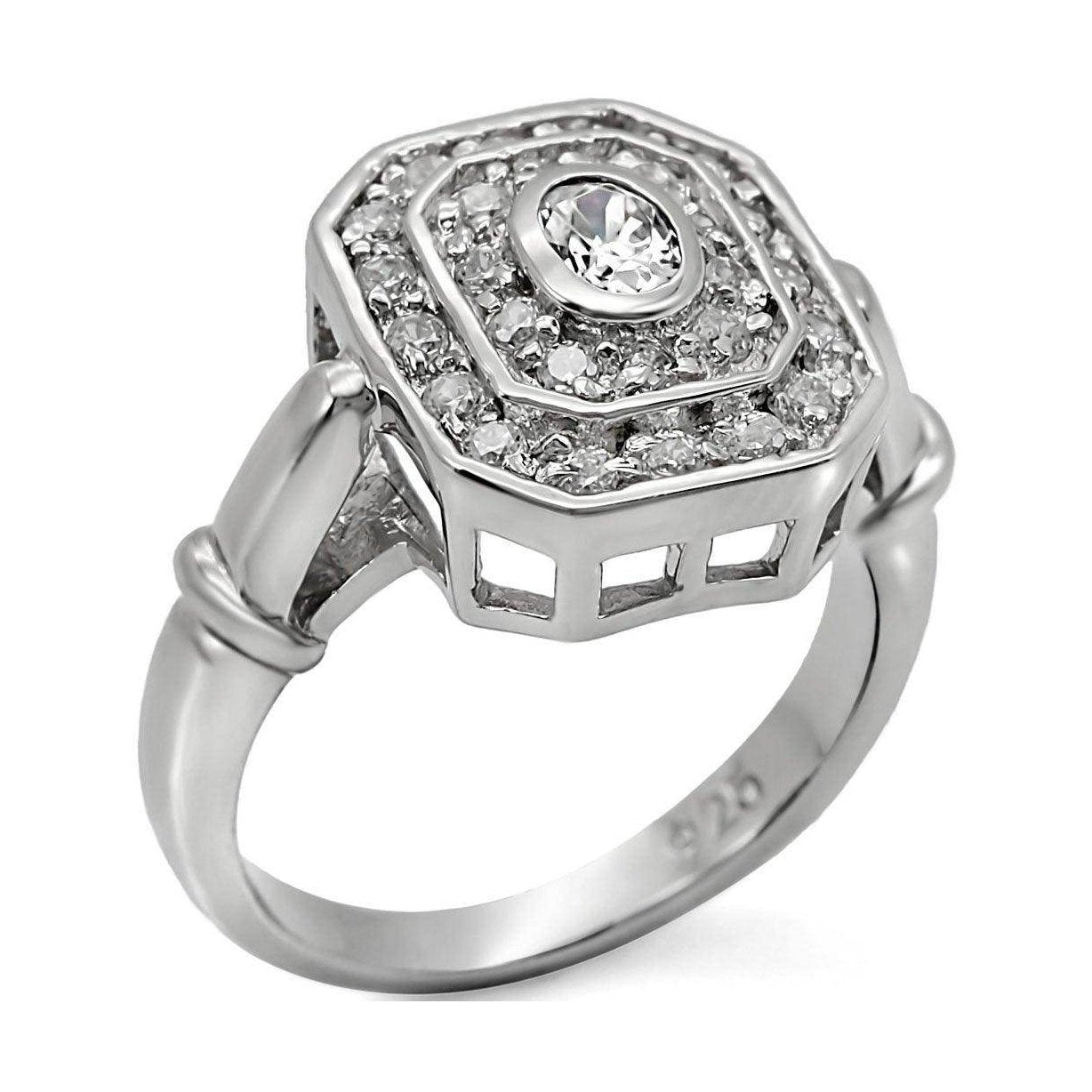 Women's Rings - LOS381 - Rhodium 925 Sterling Silver Ring - VacationGrabs