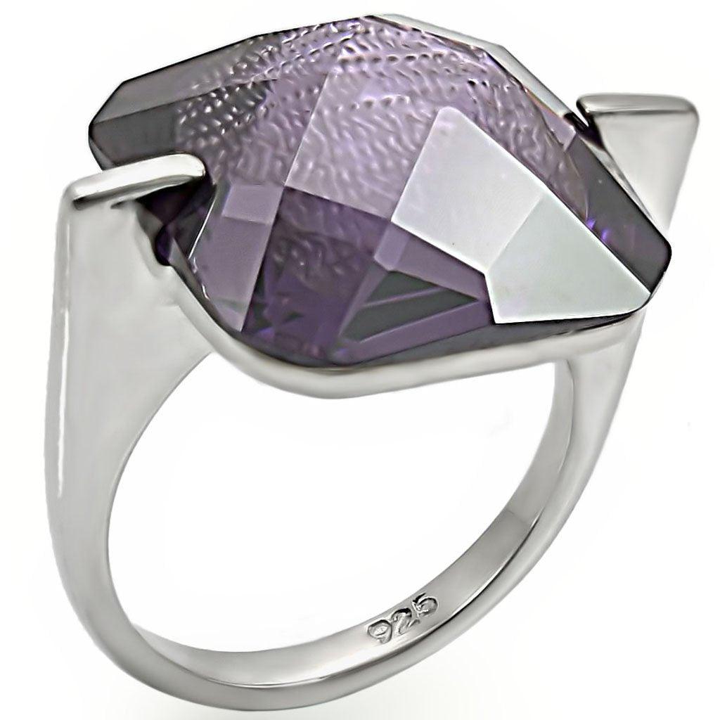 Women's Jewelry - Rings Women's Rings - LOS409 - High-Polished 925 Sterling Silver Ring with AAA Grade CZ in Amethyst