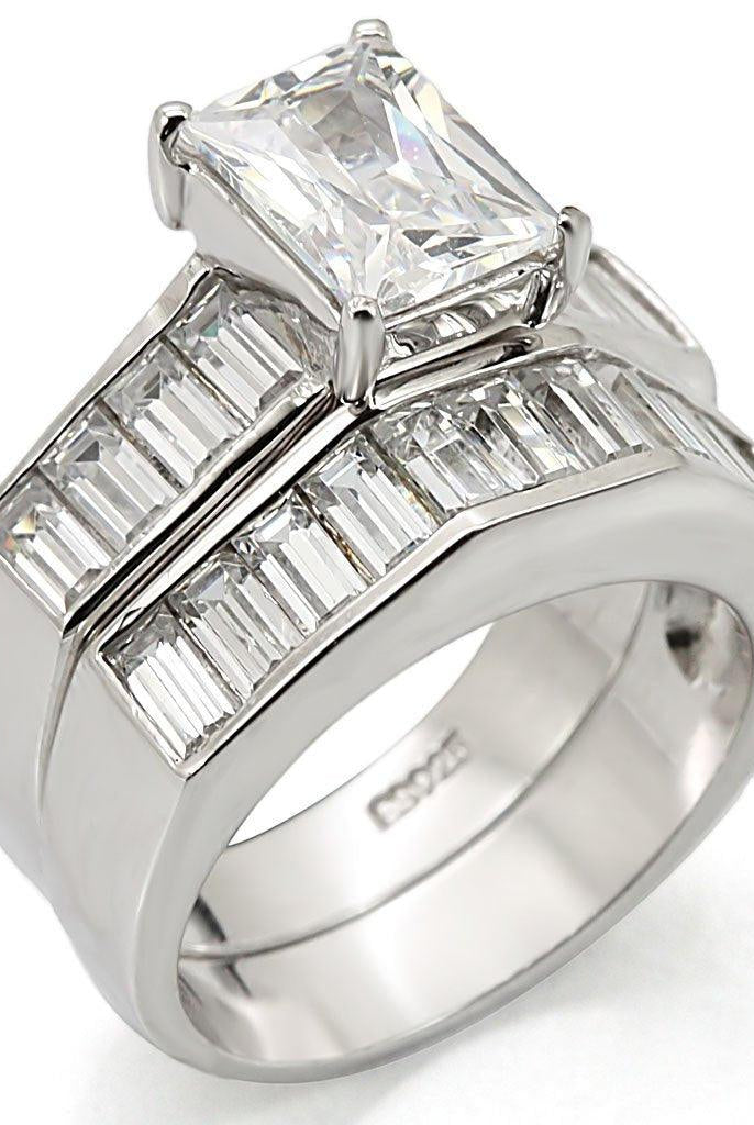 Women's Jewelry - Rings Women's Rings - LOS448 - Rhodium 925 Sterling Silver Ring with AAA Grade CZ in Clear