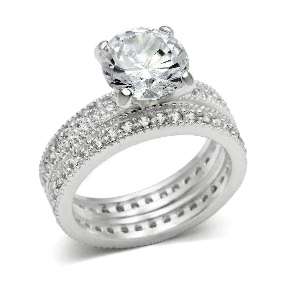 Women's Rings - LOS527 - Rhodium 925 Sterling Silver Ring - VacationGrabs