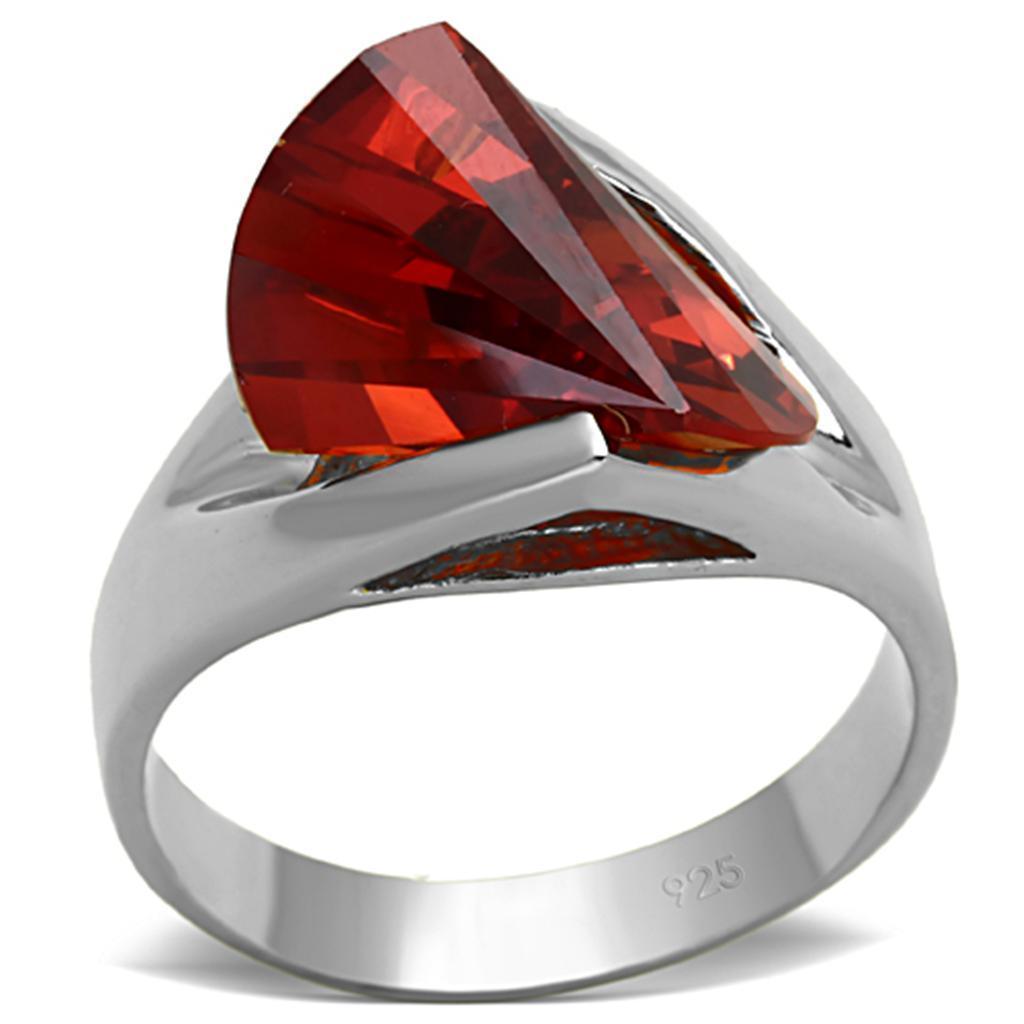 Women's Jewelry - Rings Women's Rings - LOS640 - Silver 925 Sterling Silver Ring with AAA Grade CZ in Garnet