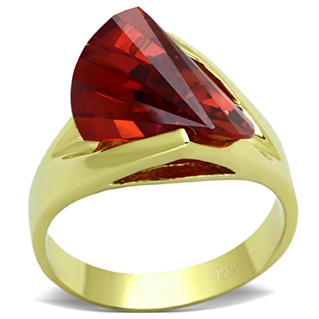 Women's Jewelry - Rings Women's Rings - LOS641 - Gold 925 Sterling Silver Ring with AAA Grade CZ in Garnet