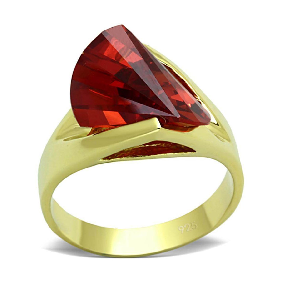 Stunning red gemstone statement ring for women set in elegant gold for a bold look