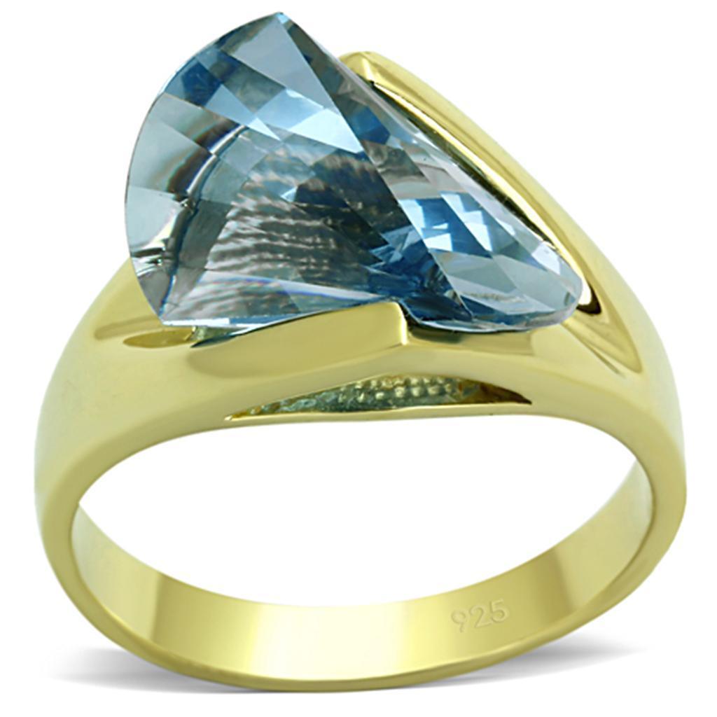 Women's Jewelry - Rings Women's Rings - LOS653 - Gold 925 Sterling Silver Ring with Synthetic Spinel in Sea Blue