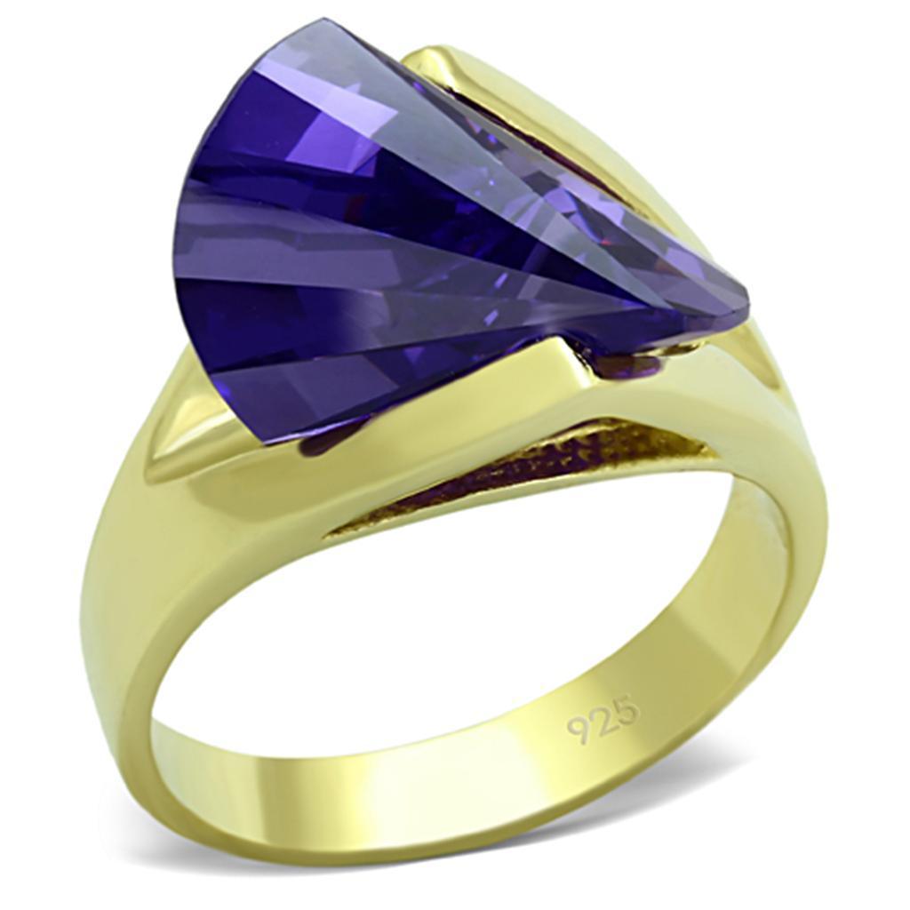 Women's Jewelry - Rings Women's Rings - LOS656 - Gold 925 Sterling Silver Ring with AAA Grade CZ in Tanzanite