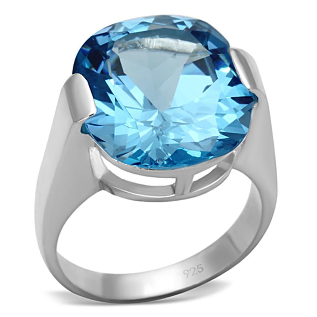 Women's Jewelry - Rings Women's Rings - LOS687 - Silver 925 Sterling Silver Ring with Synthetic Spinel in Sea Blue