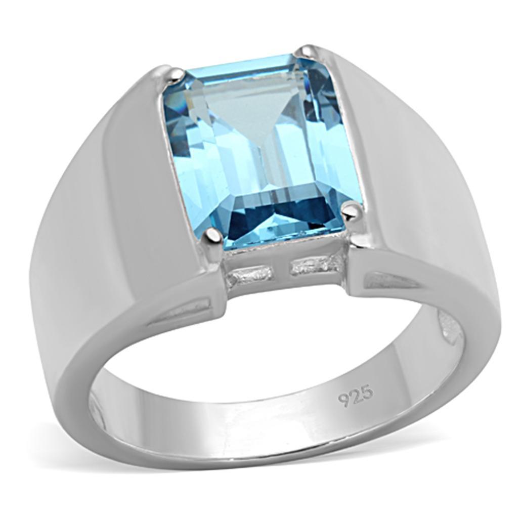 Women's Jewelry - Rings Women's Rings - LOS742 - Silver 925 Sterling Silver Ring with Synthetic Spinel in Sea Blue