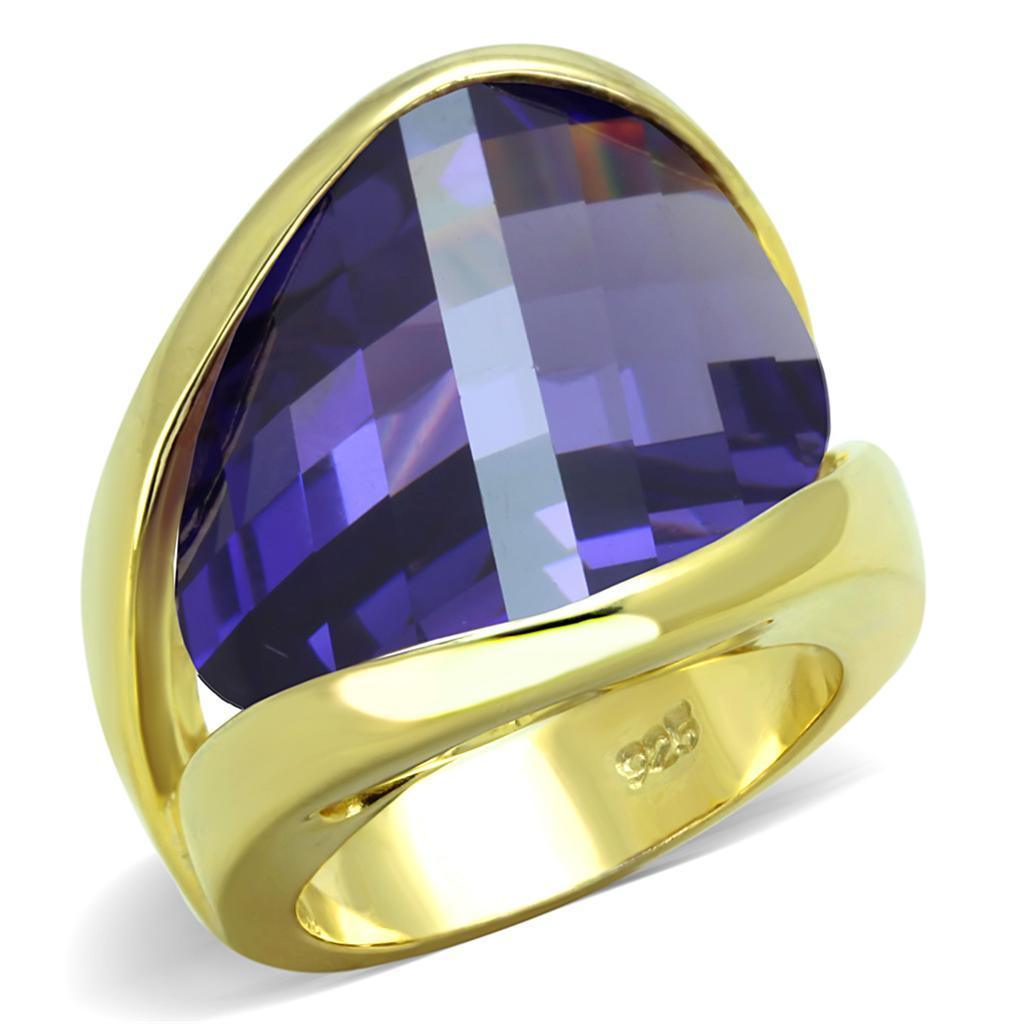 Women's Jewelry - Rings Women's Rings - LOS821 - Gold 925 Sterling Silver Ring with AAA Grade CZ in Tanzanite