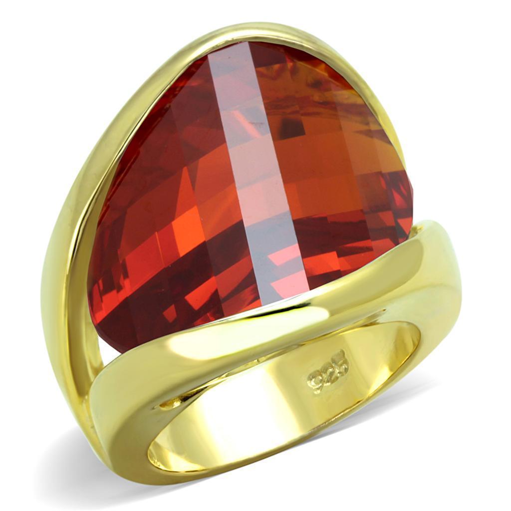Women's Jewelry - Rings Women's Rings - LOS828 - Gold 925 Sterling Silver Ring with AAA Grade CZ in Orange