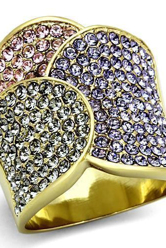 Women's Jewelry - Rings Women's Rings - TK1420 - IP Gold(Ion Plating) Stainless Steel Ring with Top Grade Crystal in Multi Color