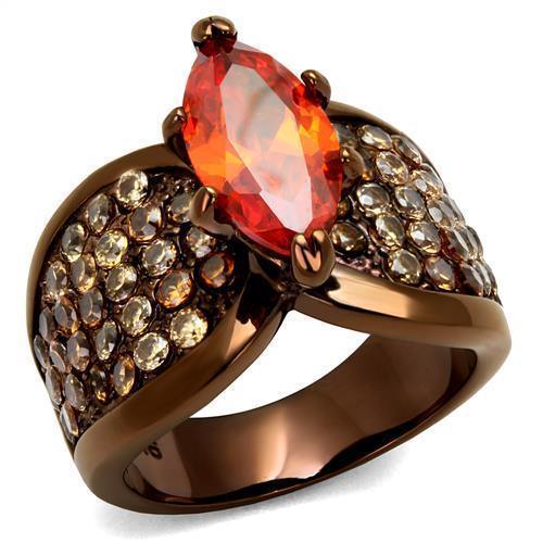 Women's Jewelry - Rings Women's Rings - TK1548LC - IP Coffee light Stainless Steel Ring with AAA Grade CZ in Orange