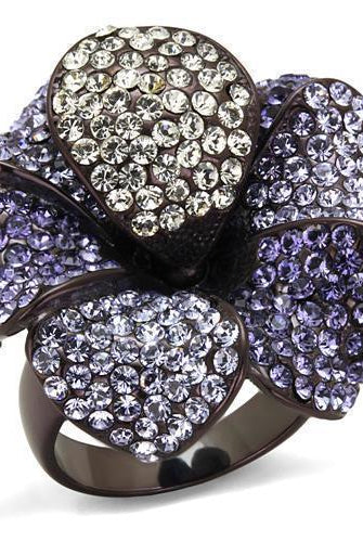 Women's Jewelry - Rings Women's Rings - TK1618DC - IP Dark Brown (IP coffee) Stainless Steel Ring with Top Grade Crystal in Multi Color
