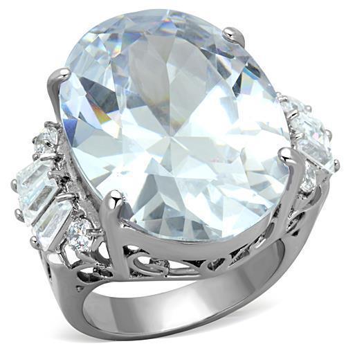 Women's Jewelry - Rings Women's Rings - TK1747 - High polished (no plating) Stainless Steel Ring with AAA Grade CZ in Clear