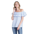 Women's Striped Off Shoulder Ruffle Stripe Blouse - VacationGrabs