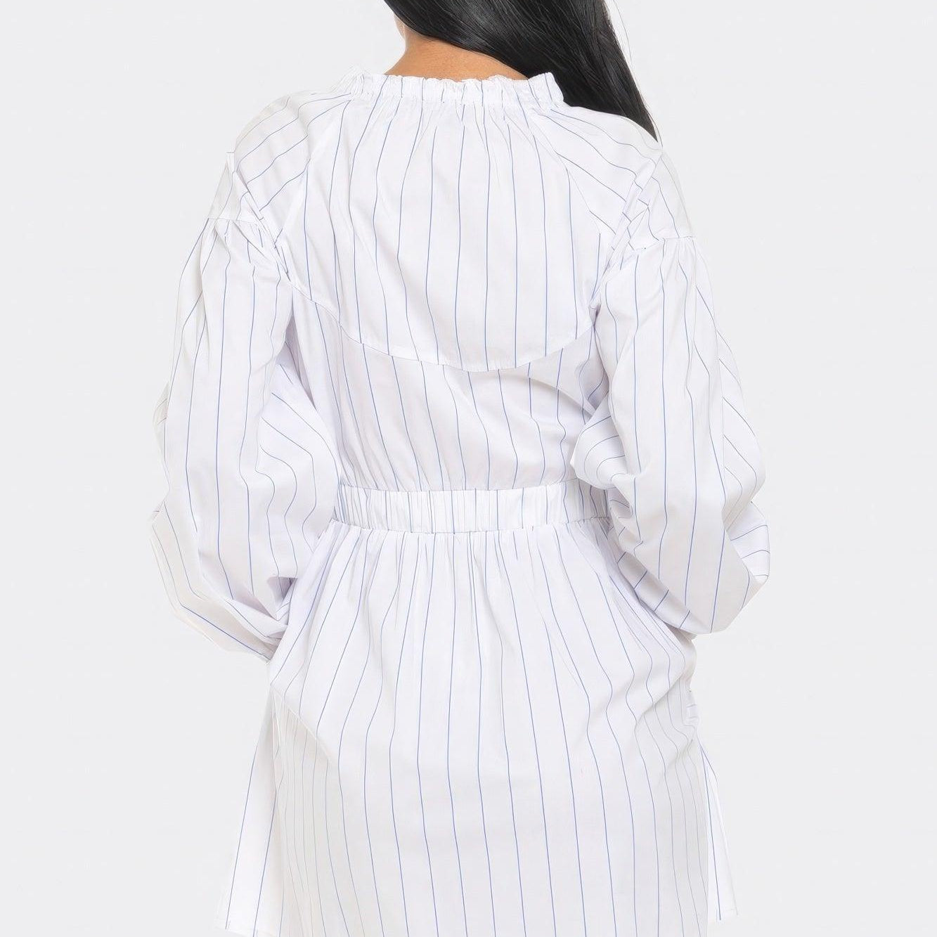 Women's Dresses Women's White Striped Mini Dress with Pockets