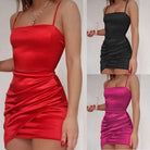Women's Clubwear Women Satin Mini Dresses Spaghetti Straps Solid Colors...
