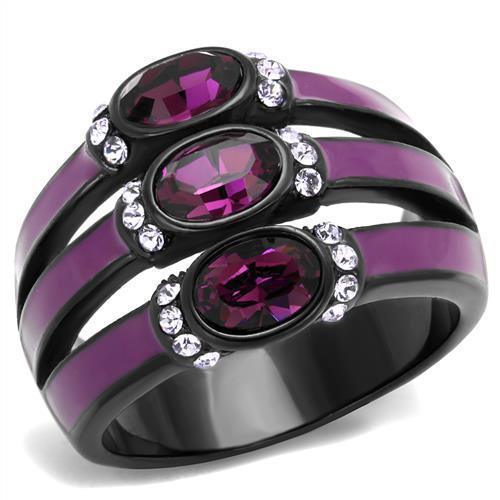 Women's Jewelry - Rings Women Stainless Steel Synthetic Crystal Rings Amethyst Trio