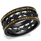 Women's Jewelry - Rings Women Stainless Steel Synthetic Crystal Rings Black Topaz