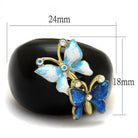 Women's Jewelry - Rings Women Stainless Steel Synthetic Crystal Rings Blue Butterfly