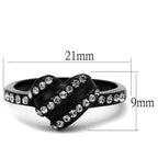Crystal Studded Black Ion-Plated Stainless Steel Ring - VacationGrabs