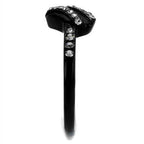 Crystal Studded Black Ion-Plated Stainless Steel Ring - VacationGrabs